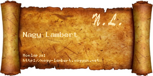 Nagy Lambert névjegykártya